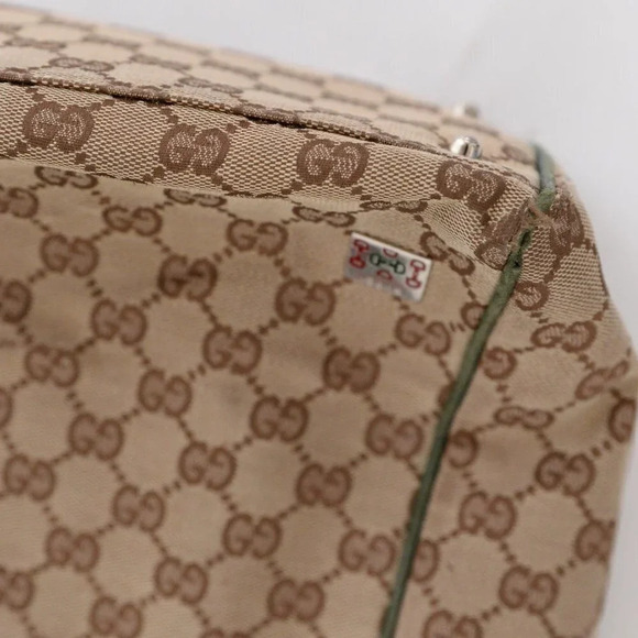 GUCCI Beige & Green GG Sherry Canvas Web Handle Tote Purse Bag - Picture 13 of 17